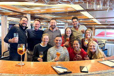 friends on cruise ship in Antarctica