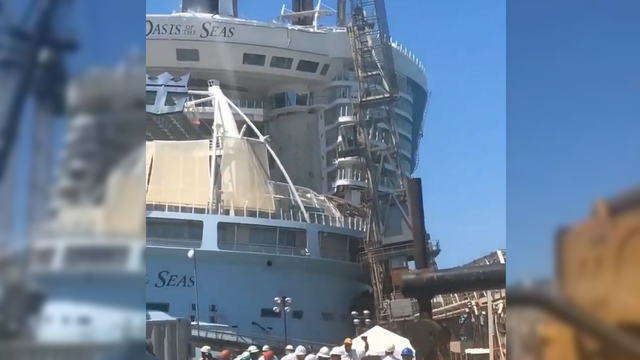 Cruise ship comes to assist crew members from Royal Caribbean ship hit ...