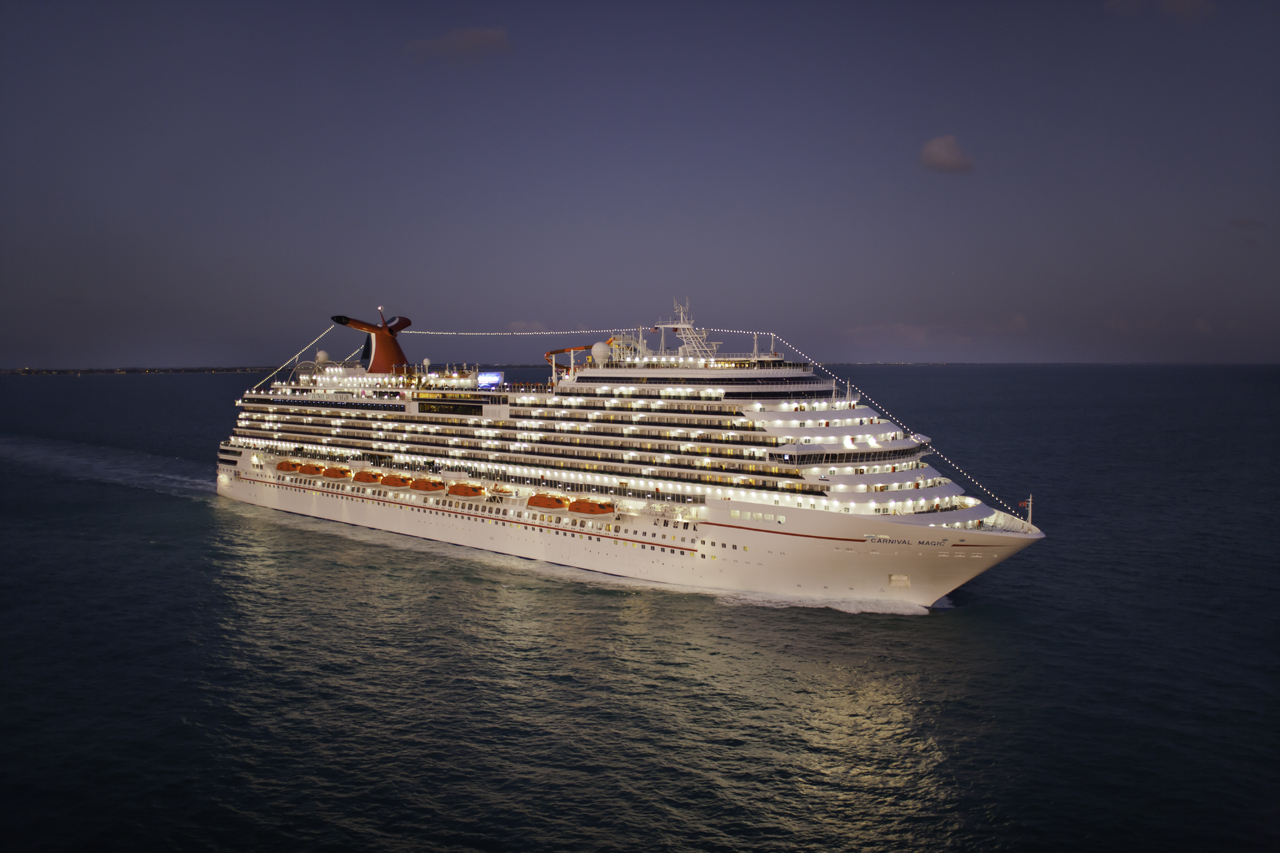 Carnival Magic aerial dusk