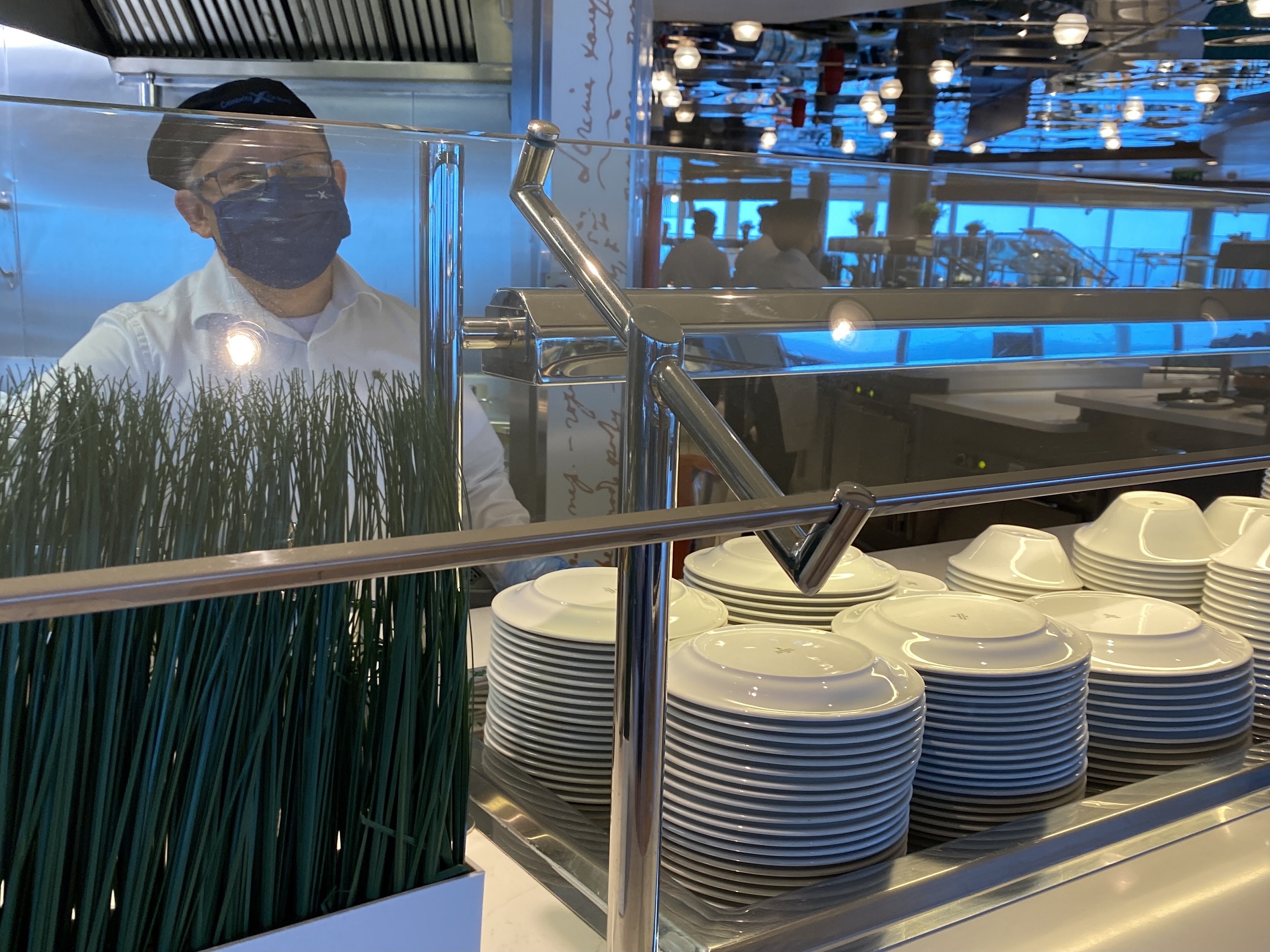 Celebrity Millennium now has a dedicated counter for passengers to get dishes and utensils.