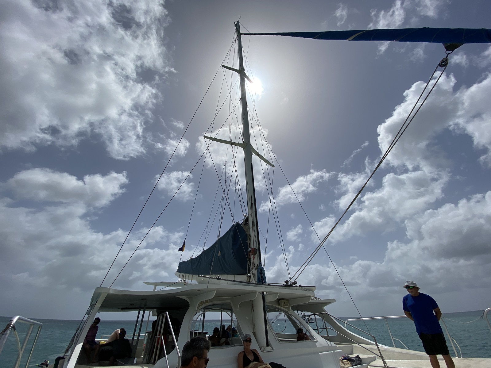 A view from one of the catamaran's two sun deck areas