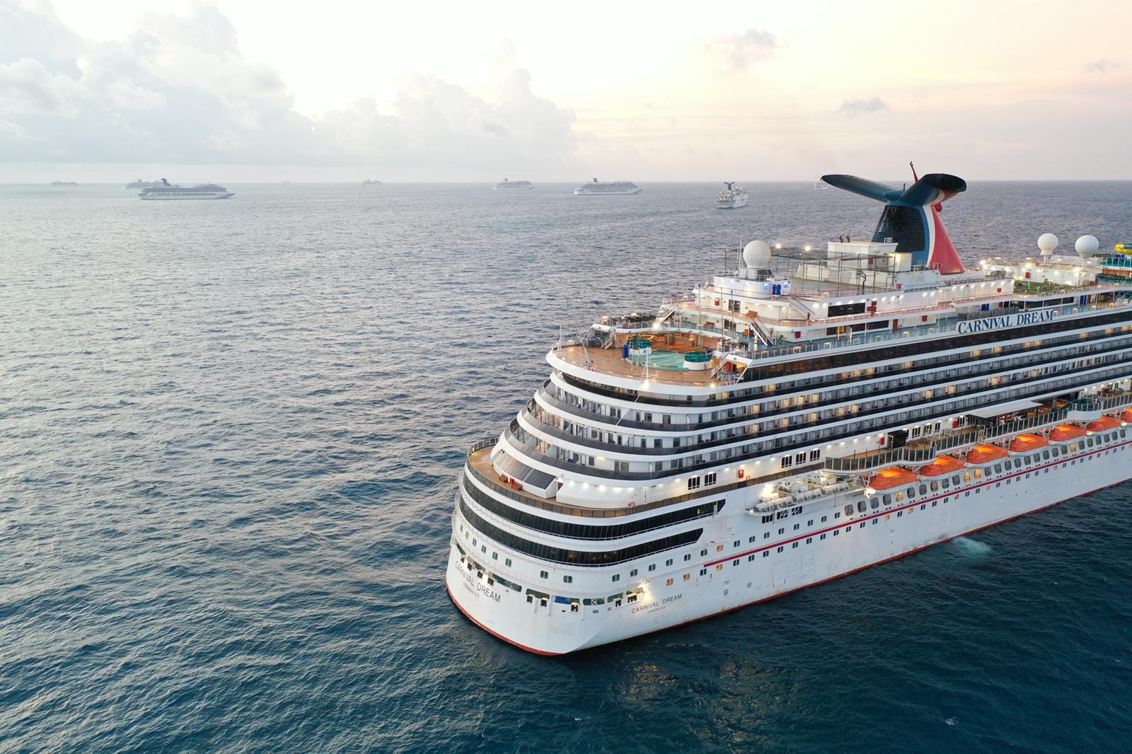 Carnival Dream at sea with other ships in background