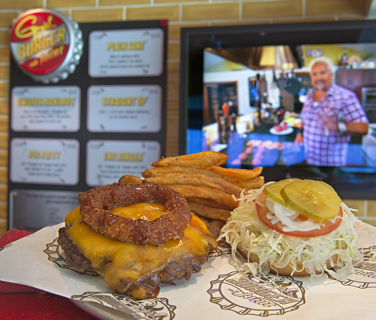 A burger from Guy's Burger Joint on Carnival Vista (source: Carnival Cruise Line)