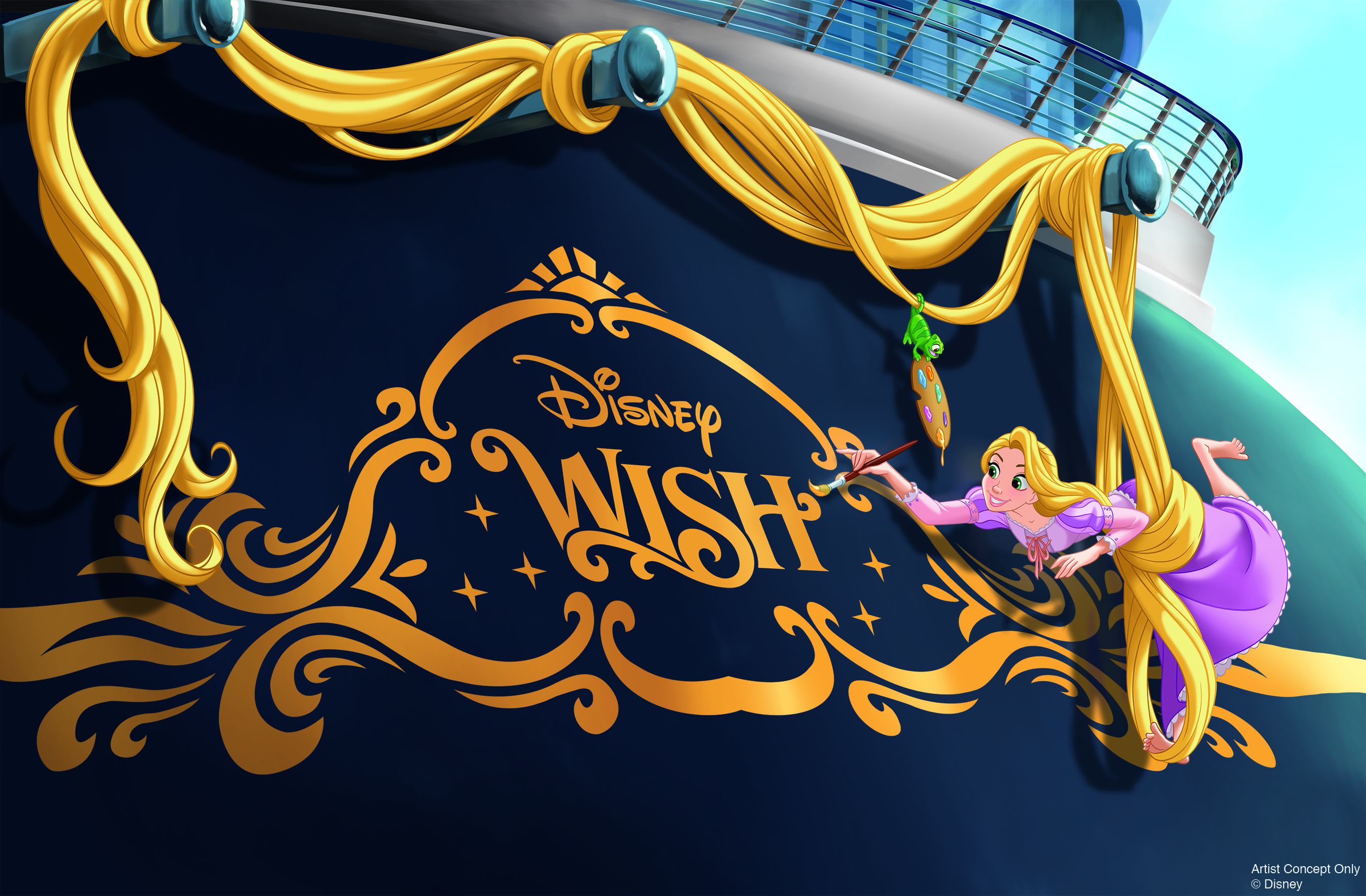 Rapunzel on DCL Wish stern