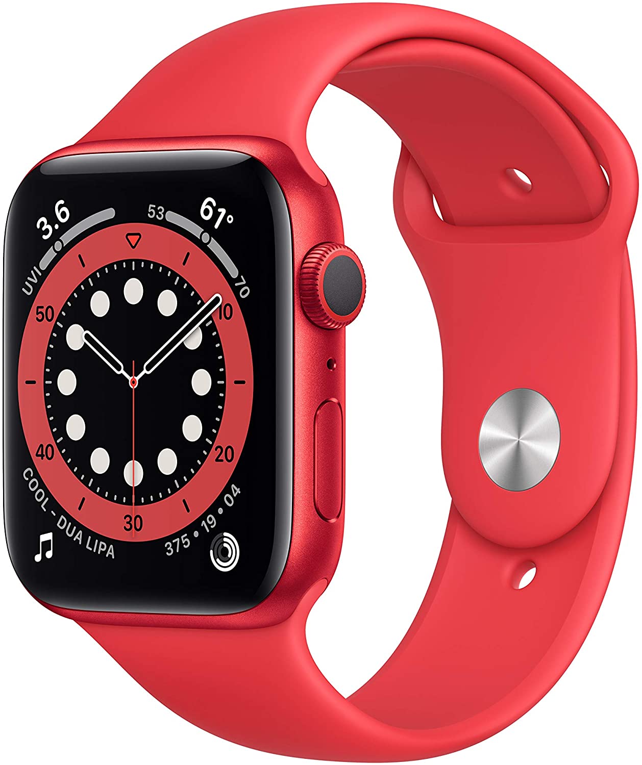 Cruise gear for Prime Day - Red Apple Watch with analog clock display