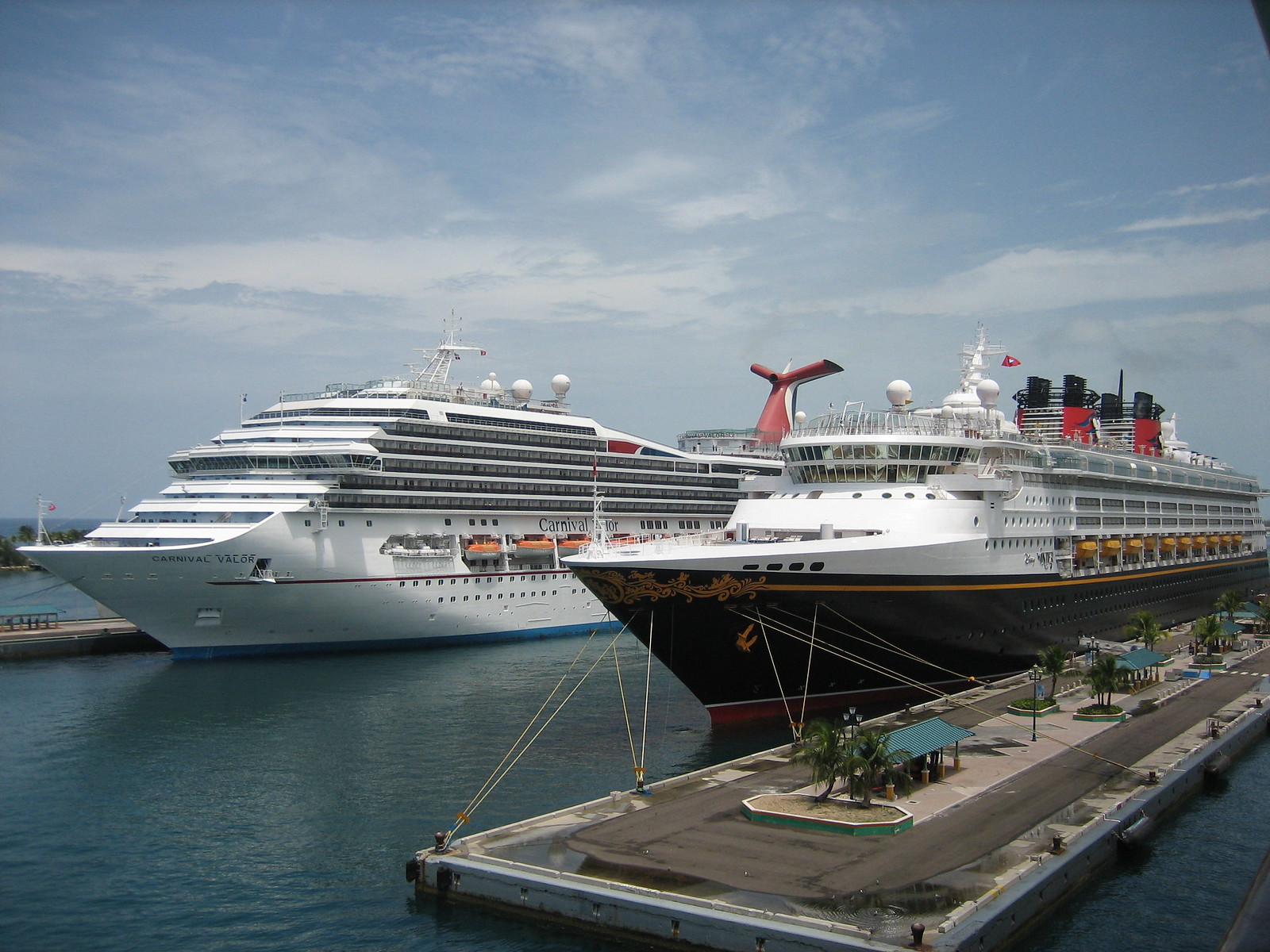 Carnival Valor and DCL ship in Nassau