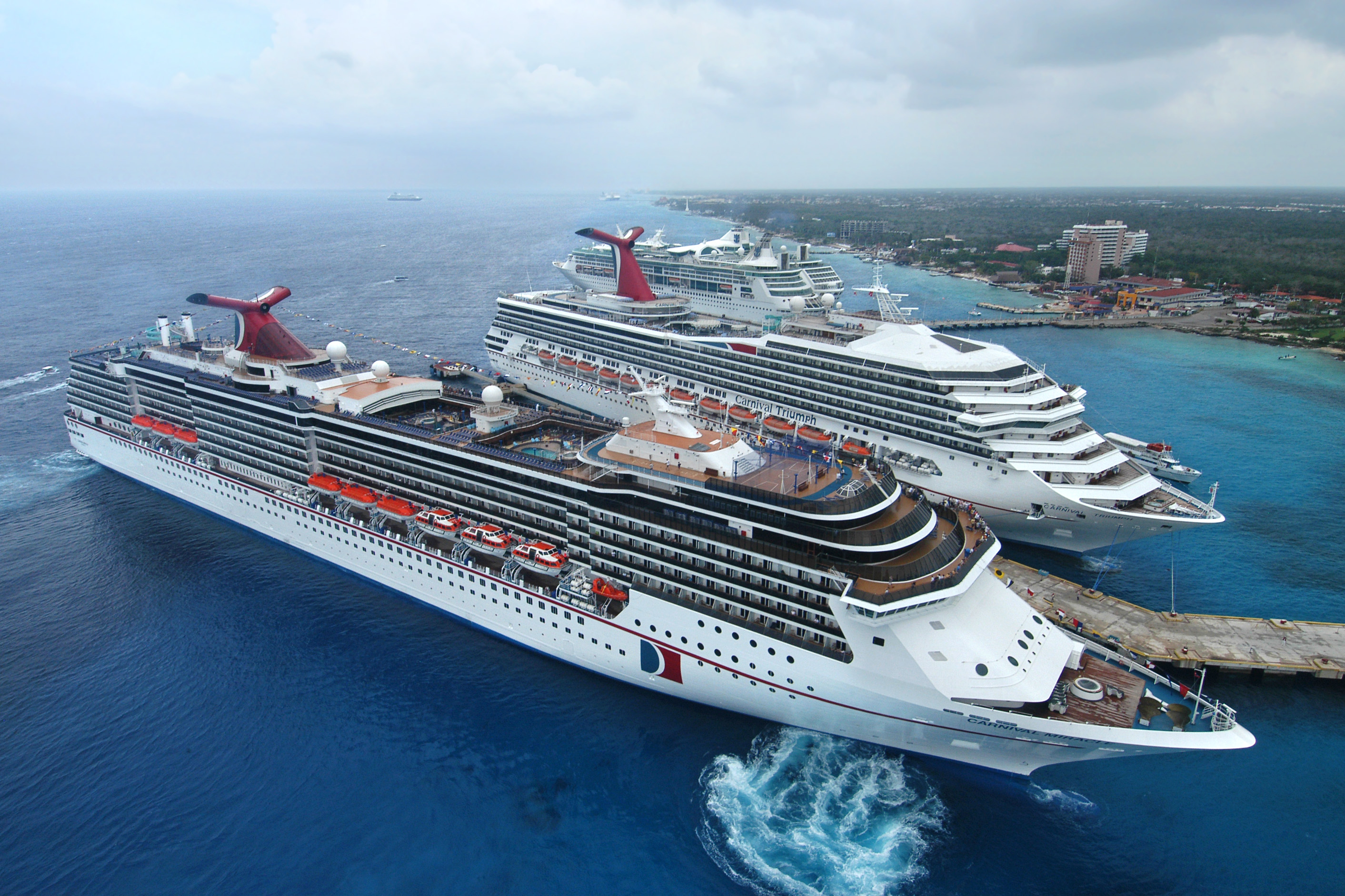 Carnival Miracle and other ships docked in Cozumel