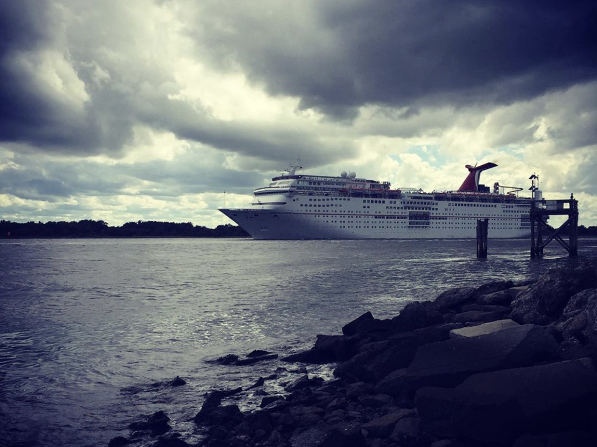 Carnival ship in Jacksonville on a cloudy day (source: Ashley Kosciolek)
