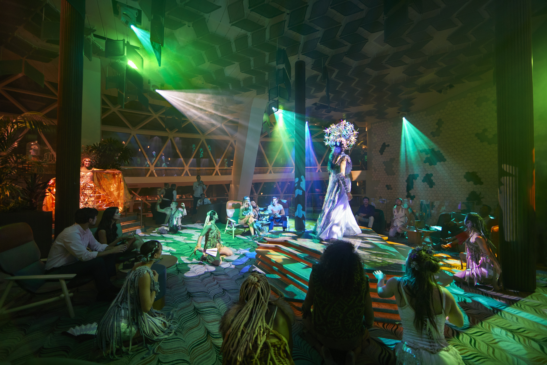 Acrobats perform in the Eden lounge on Celebrity Edge (source: Celebrity Cruises)