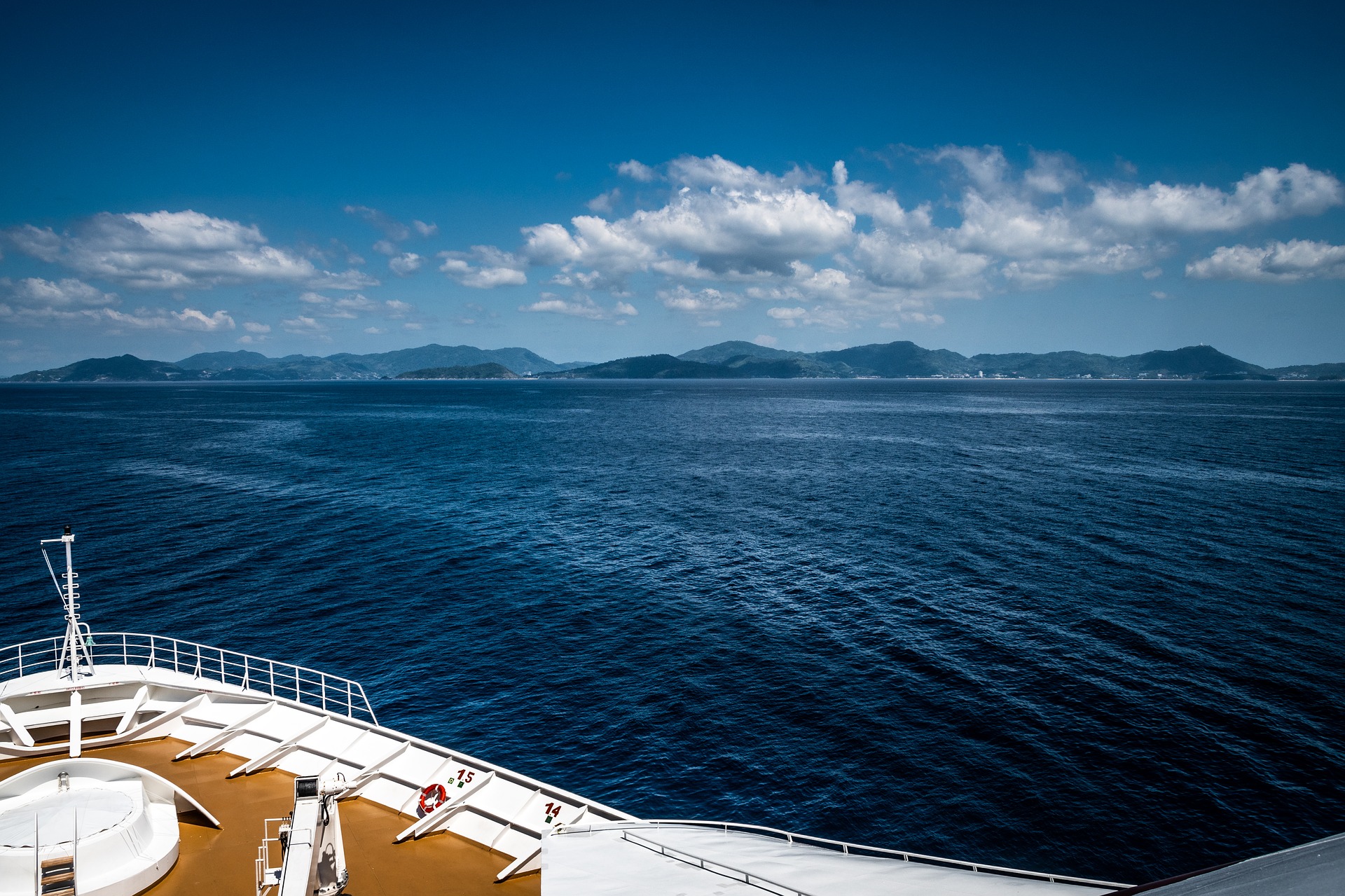 Ocean from bow of cruise ship