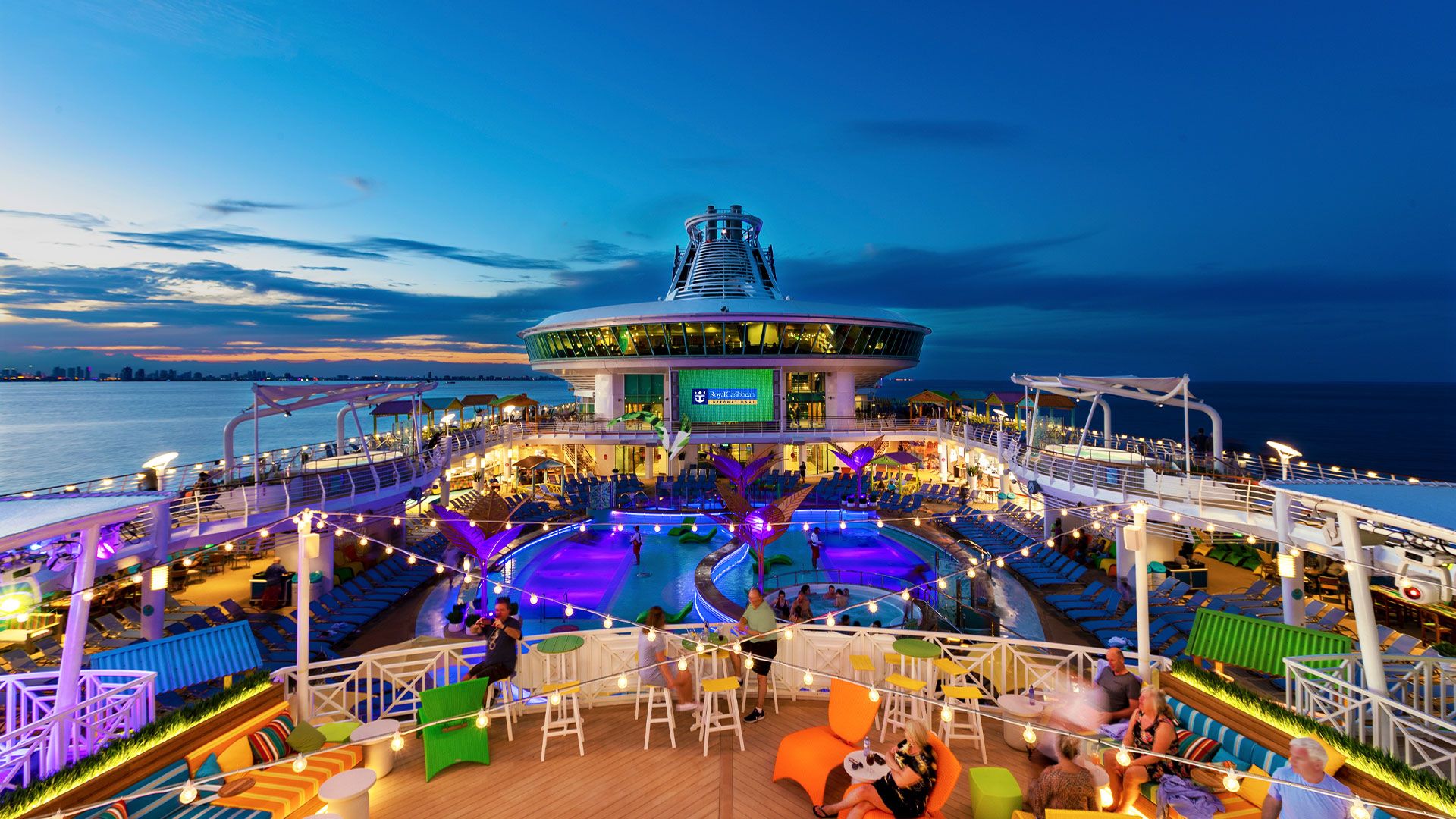 Navigator of the Seas pool deck dusk