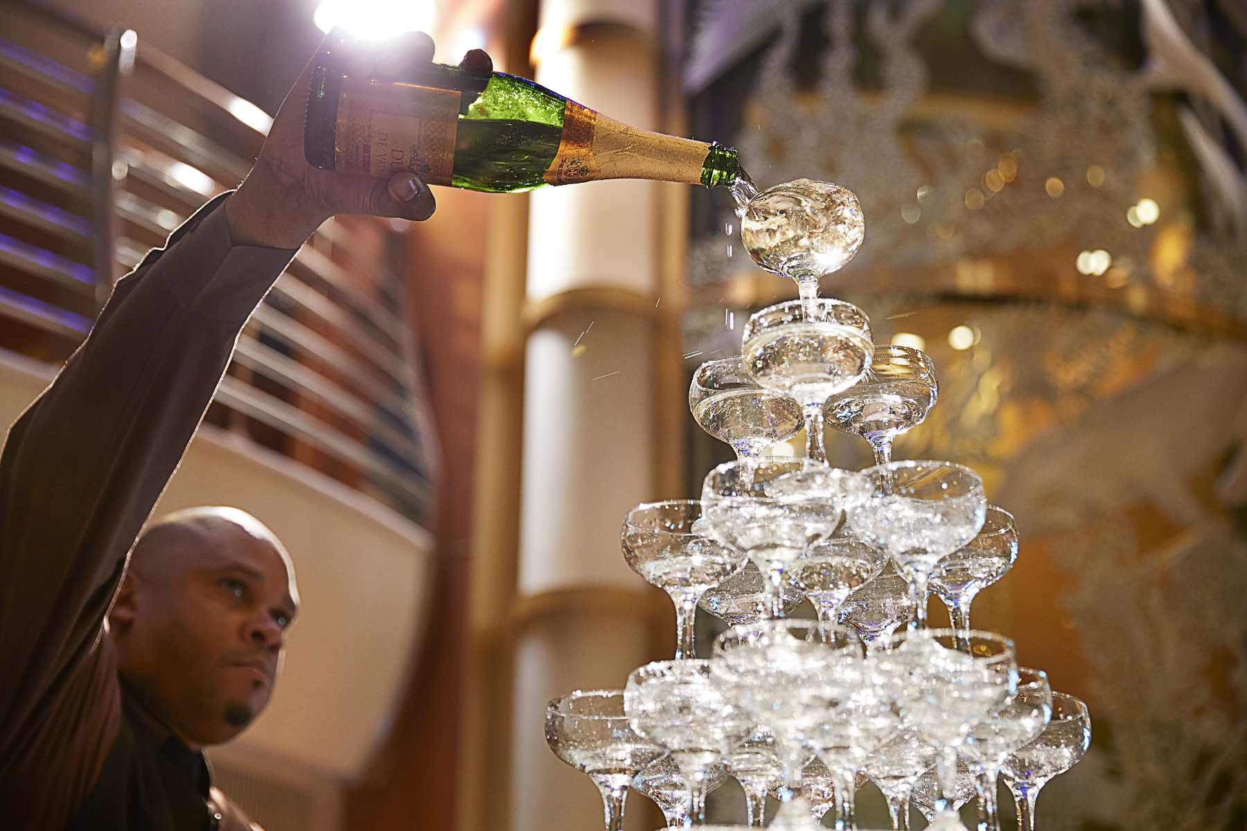 Champagne waterfall in the atrium of a Princess cruise ship (source: Princess Cruises)