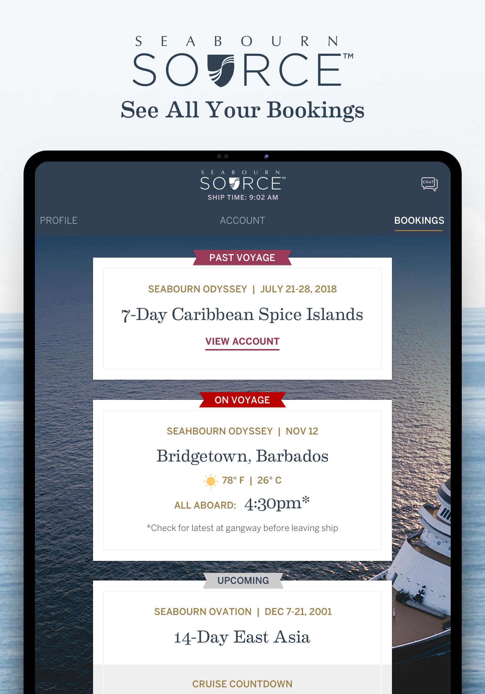 seabourn cruise app