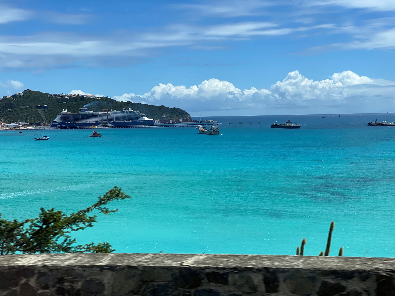 Celebrity Edge docked in St. Maarten, March 2020 (Photo by Ashley Kosciolek)