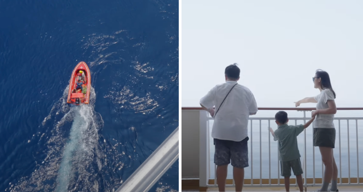 Passenger video shows man falling overboard on a cruise ship in front of spectators