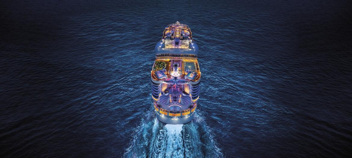 Symphony of the Seas aerial night