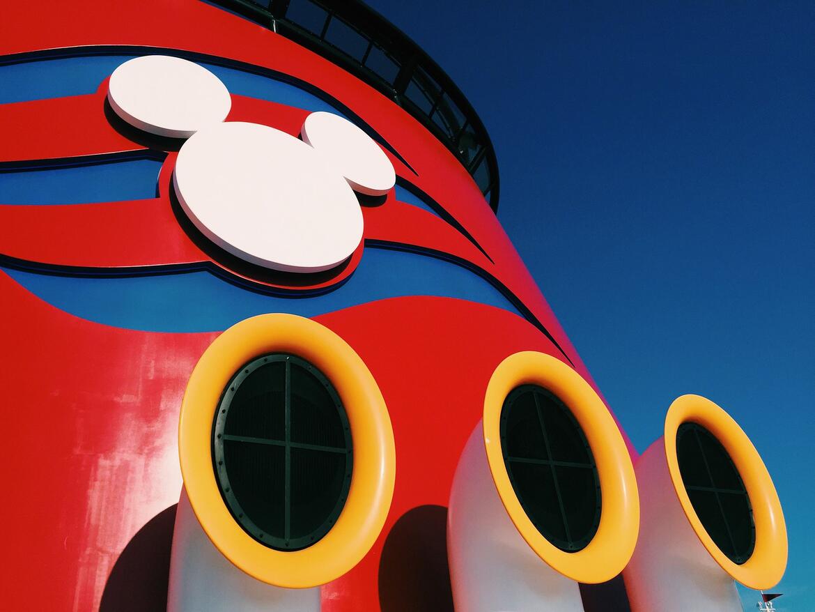 DCL logo on cruise ship stack