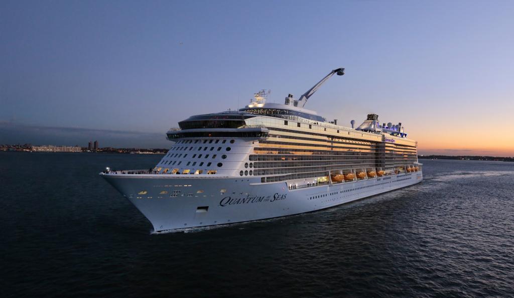 Quantum of the Seas aerial evening