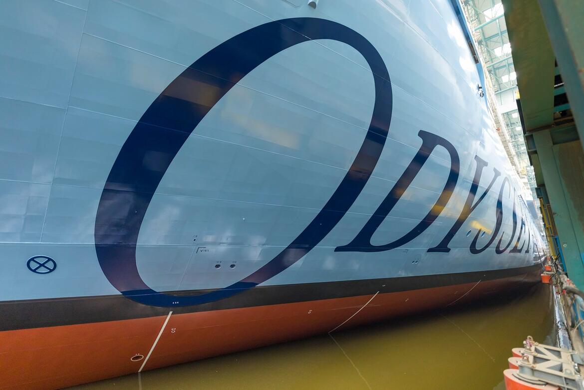 Want to better ID cruise ships? Royal Caribbean upcoming Odyssey of the Seas will debut new hull livery. The "O" is 36 feet tall.