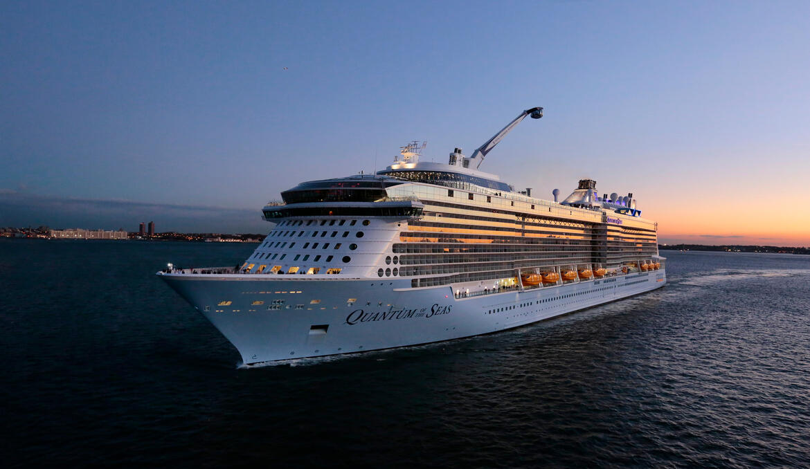Quantum of the Seas aerial evening