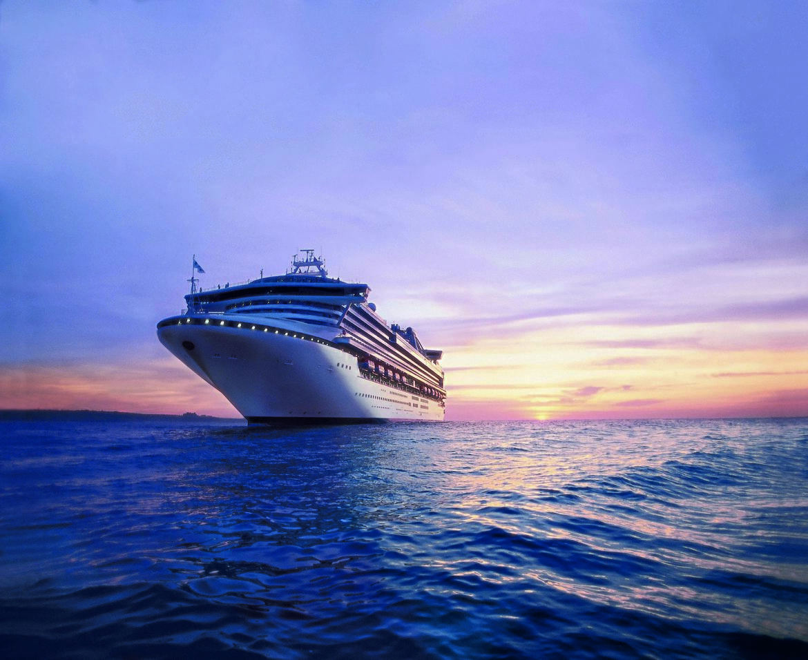 Princess Cruise ship Sapphire at sunset at sea
