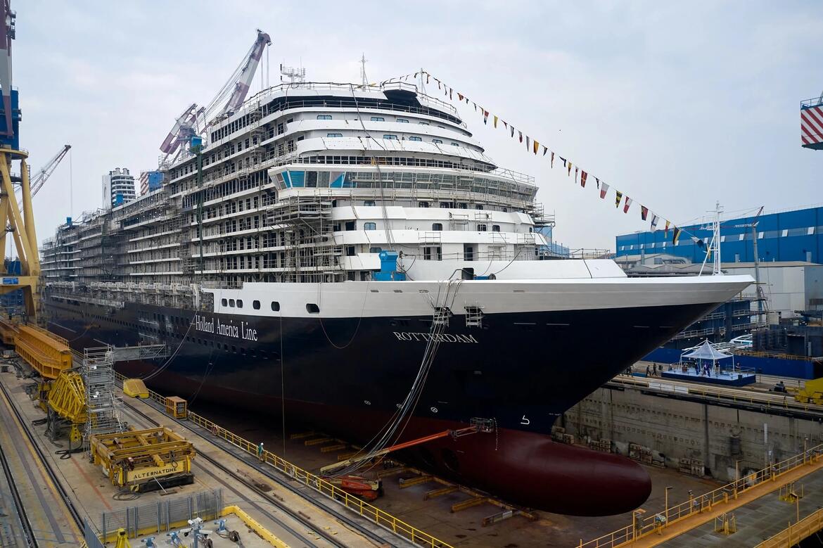 HAL Rotterdam at the shipyard in Italy