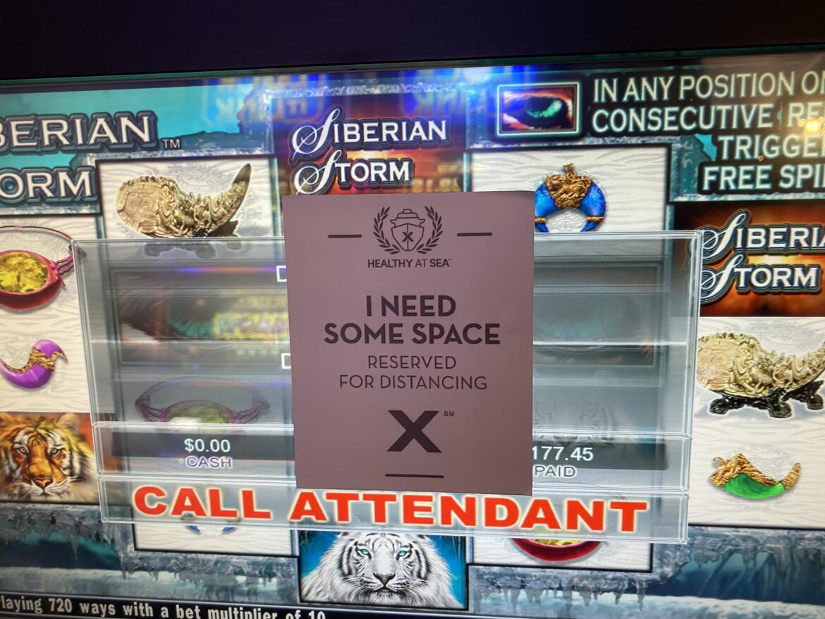 Casino screen blocked for social distancing