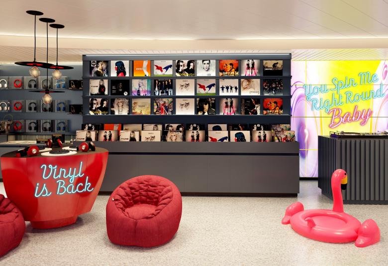 Virgin Voyages’ first ship, Scarlet Lady will feature an onboard record shop, karaoke studio, and artfully selected music