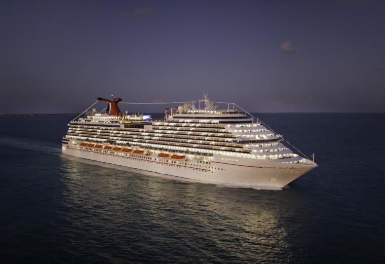 Carnival Magic aerial dusk