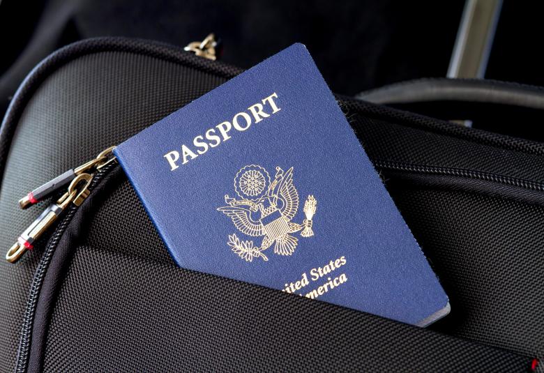 Passport in suitcase