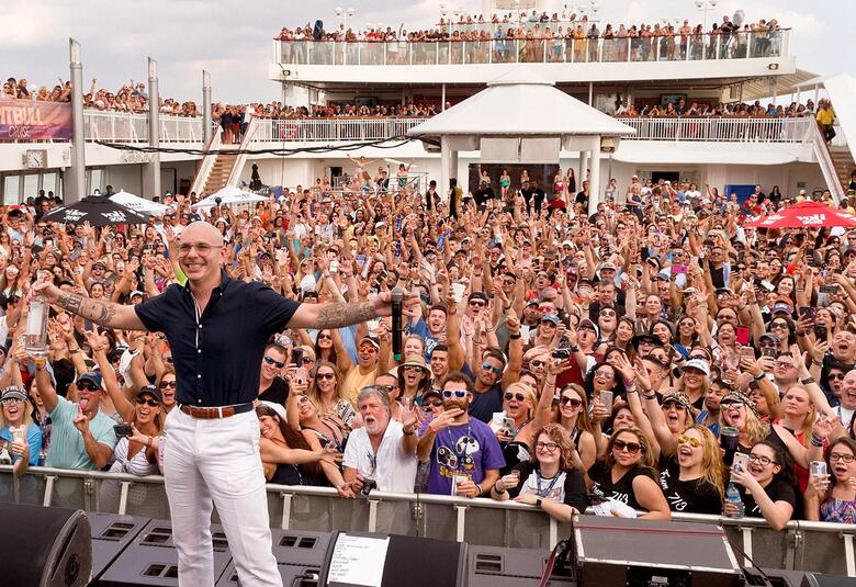 Pitbull performing on NCL in 2018