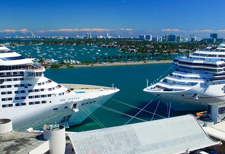 Two cruise ships in Miami