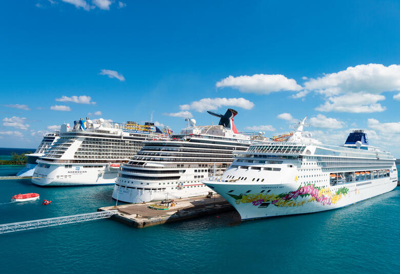 Cruise ships docked in Nassau, Bahamas