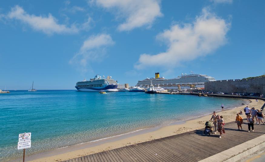 Cruise ships docked in Greece