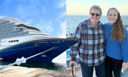 Jenna and Ellen smiling on Carnival Firenze cruise ship