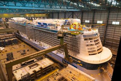 Spectrum of the Seas under construction at the Meyer Werft shipyard in Papenburg, Germany