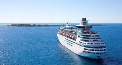 Majesty of the Seas at CocoCay aerial