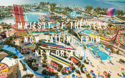 . In January 2020, Majesty of the Seas® sets sail from New Orleans for adventures to the Caribbean and The Bahamas, with many sailings calling at the ultimate newly opened private destination, Perfect Day at CocoCay