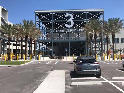 Carnival Cruise Line representatives on Monday tour the nearly completed Cruise Terminal 3, the future home of Carnival’s newest and most innovative cruise ship, the Mardi Gras.