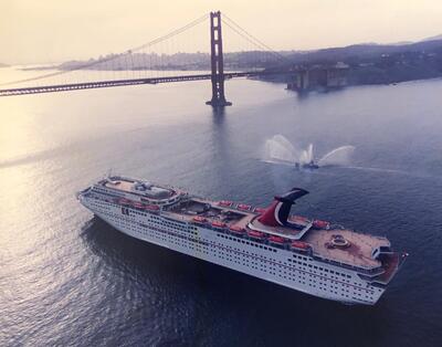 Carnival Inspiration arrives in San Francisco during its inaugural season in 1996.