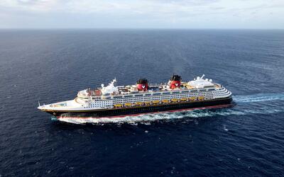 Disney fantasy cruise ship aerial photo