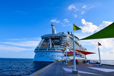 Allure of the Seas docked at CocoCay