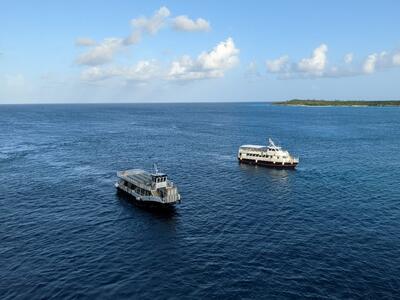 Two water shuttles at Half Moon Cay