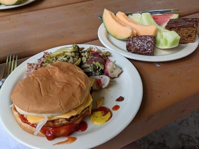 Veggie burger barbecue lunch on Half Moon Cay