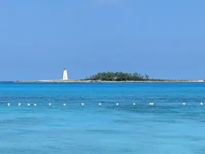 Lighthouse view across the water from Junkanoo Beach