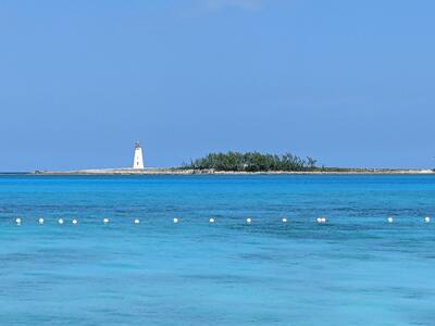 Lighthouse view across the water from Junkanoo Beach