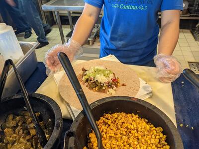 Burrito making at Blue Iguana Cantina Carnival cruise