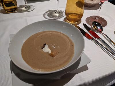 Mushroom soup in Rotterdam's Pinnacle Grill