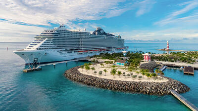 MSC Seashore at private island in Bahamas