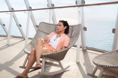 Woman alone on a cruise